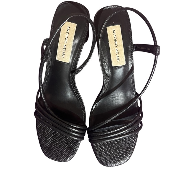 Vince Camuto black asymmetric vamp strap heels. Size 7.5. - Picture 1 of 3